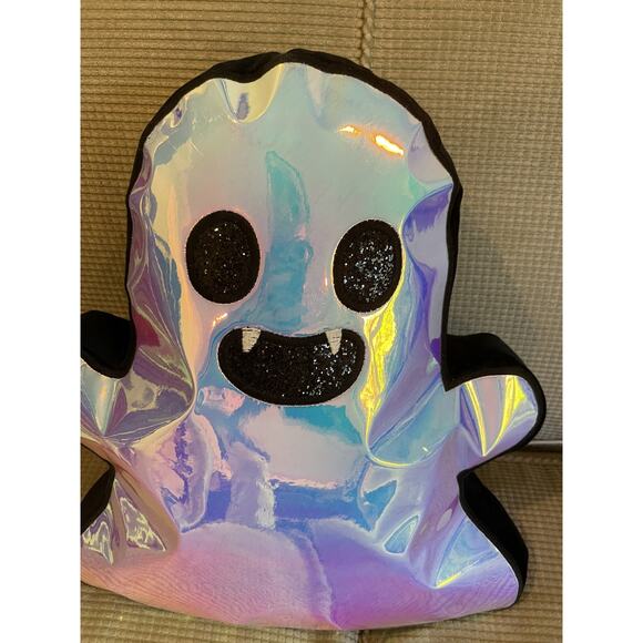 ENVOGUE Iridescent Ghost Vampire Teeth Throw Pillow Halloween Glitter 16 x 15 - Picture 3 of 5